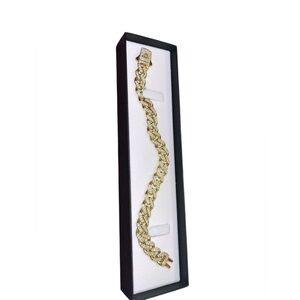 14K✨ Miami Cuban Link Chain Bracelet ✨ 21.0gr -Gold and Silver Bracelet